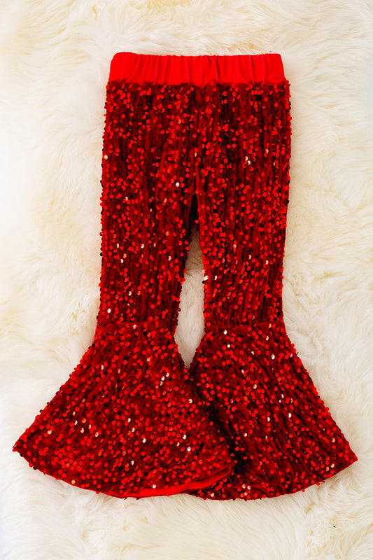 Red sequin bellbottoms