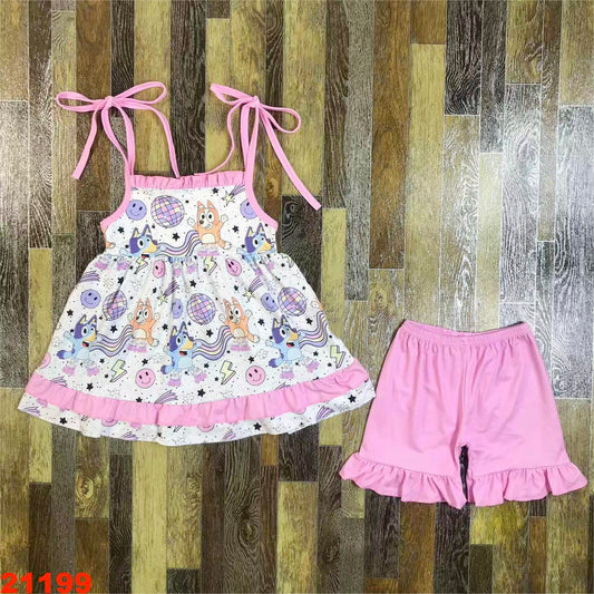 Pups in skates two piece boutique short set