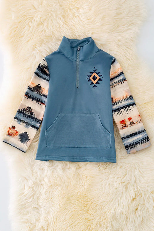 Country blue/ Aztec Pullover