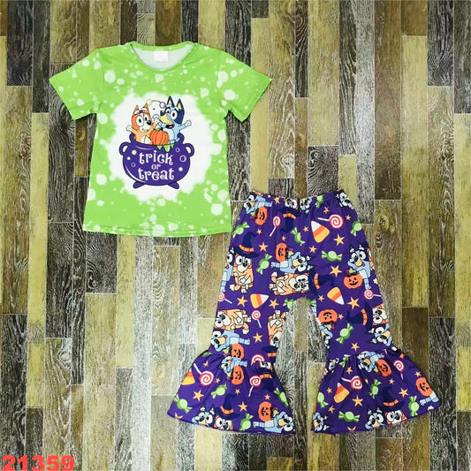 Trick or Treat Pup two piece bellbottom set