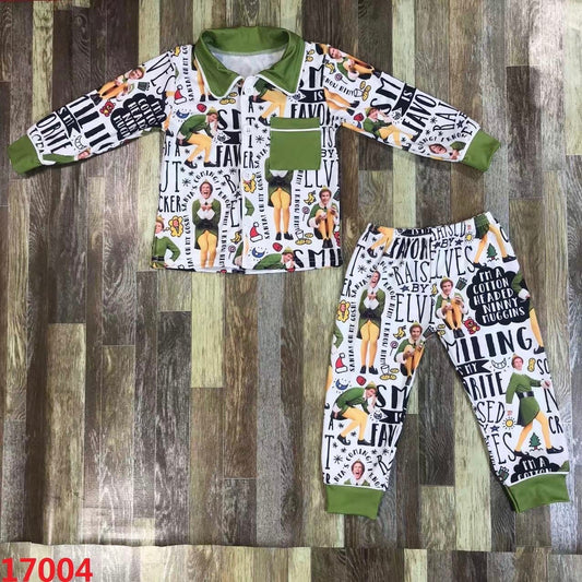 Raised by Elves button up pajamas-boy