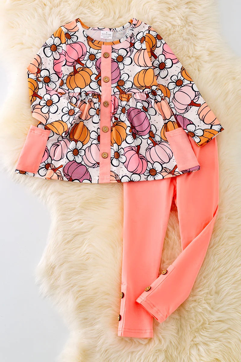 Pretty Pumpkin button two piece boutique set