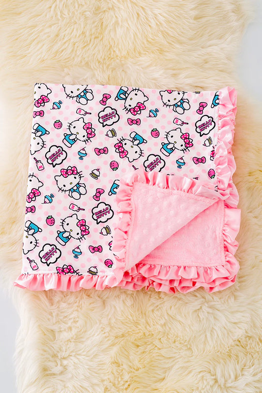 Light Pink Kitty Minky Blanket