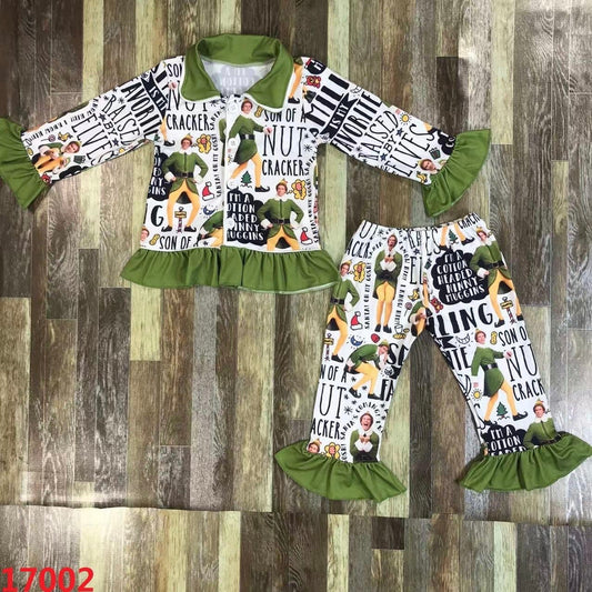 Raised by Elves ruffle pajamas-girl