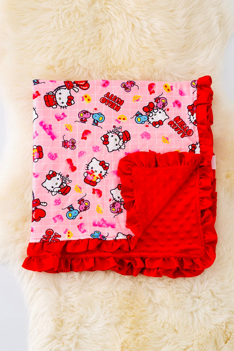 Red Kitty Minky Blanket