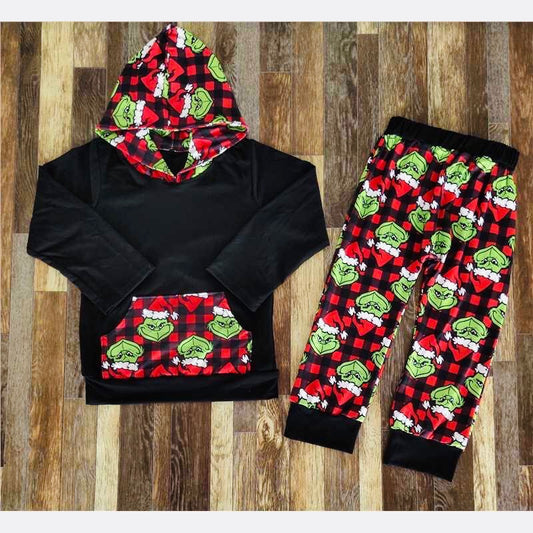 Green Guy plaid hoodie set