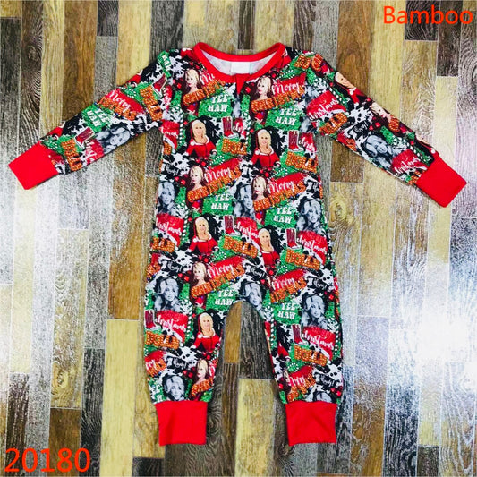 BAMBOO Holly Dolly Christmas zip up romper