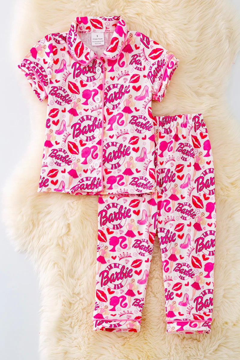 Barbie Era two piece button up pajama set