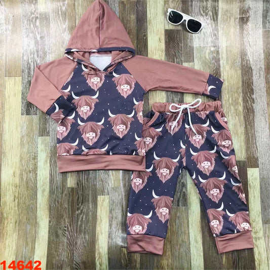 Highland cow hoodie set