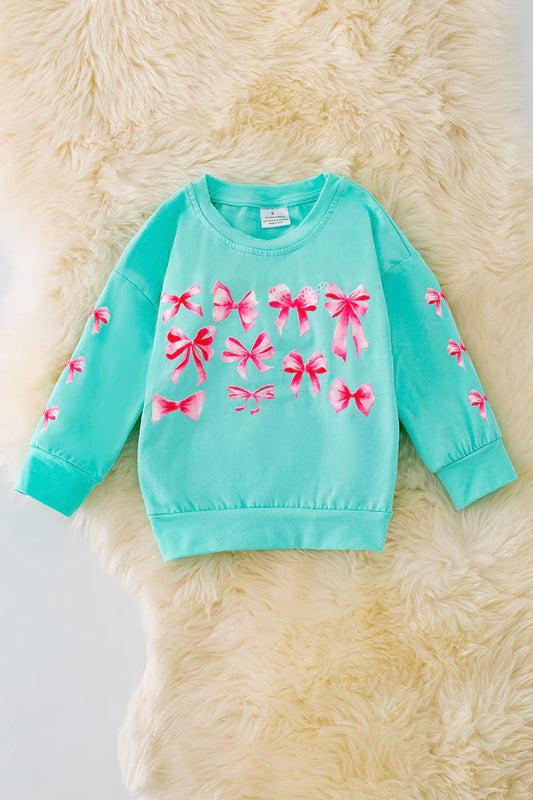 Mint/ Coquette bow sweatshirt