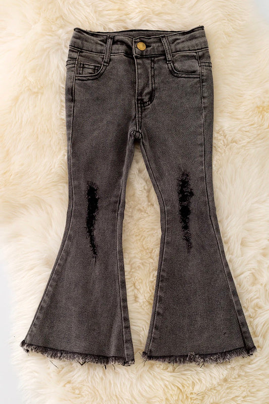 Ellie faded black distressed bootcut jeans