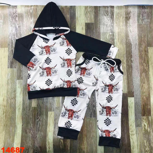 Longhorn/ Aztec hoodie set