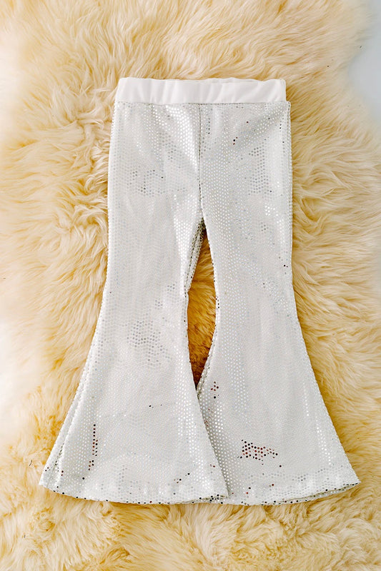 Disco Diva white shimmer Bellbottoms