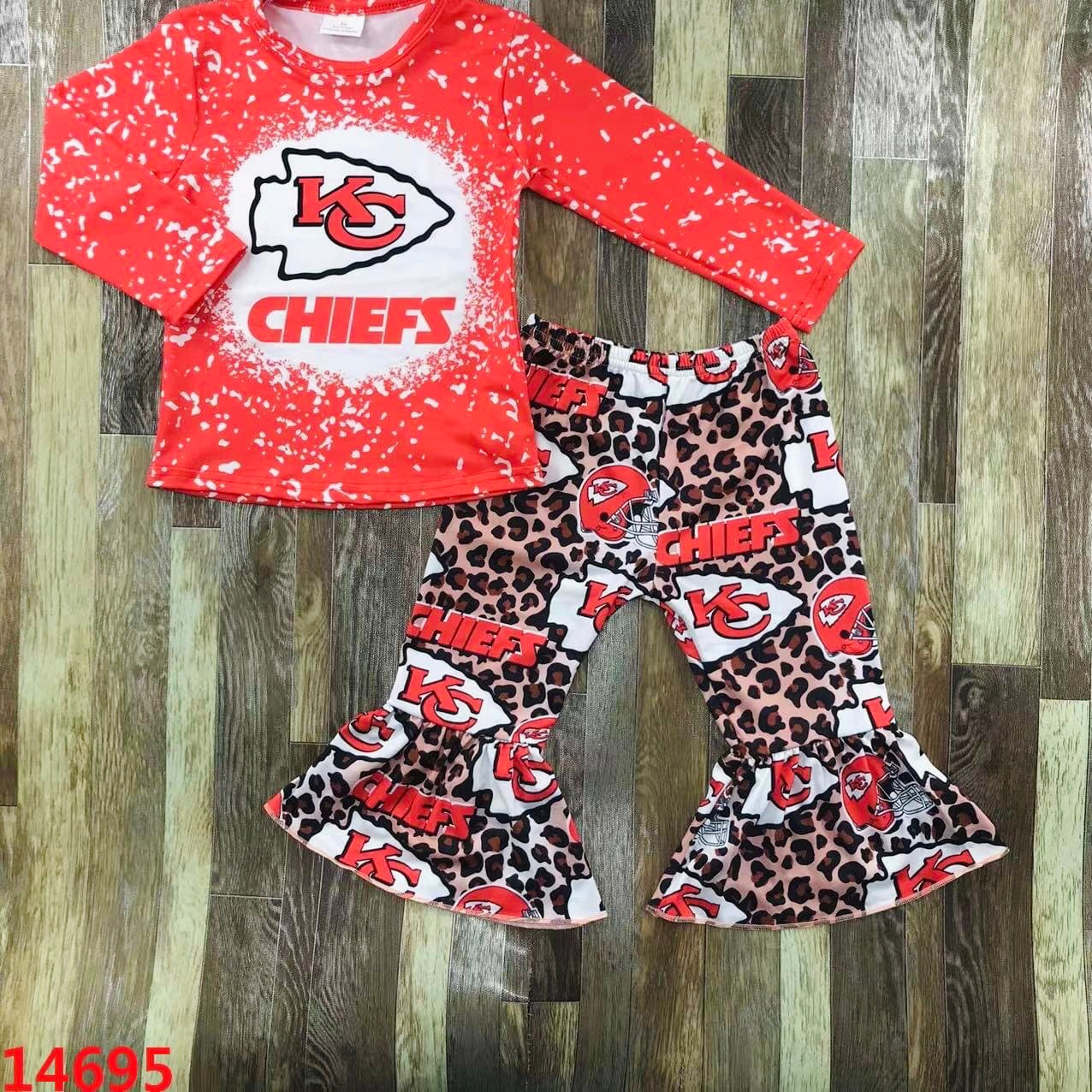 Chiefs leopard Bellbottom set