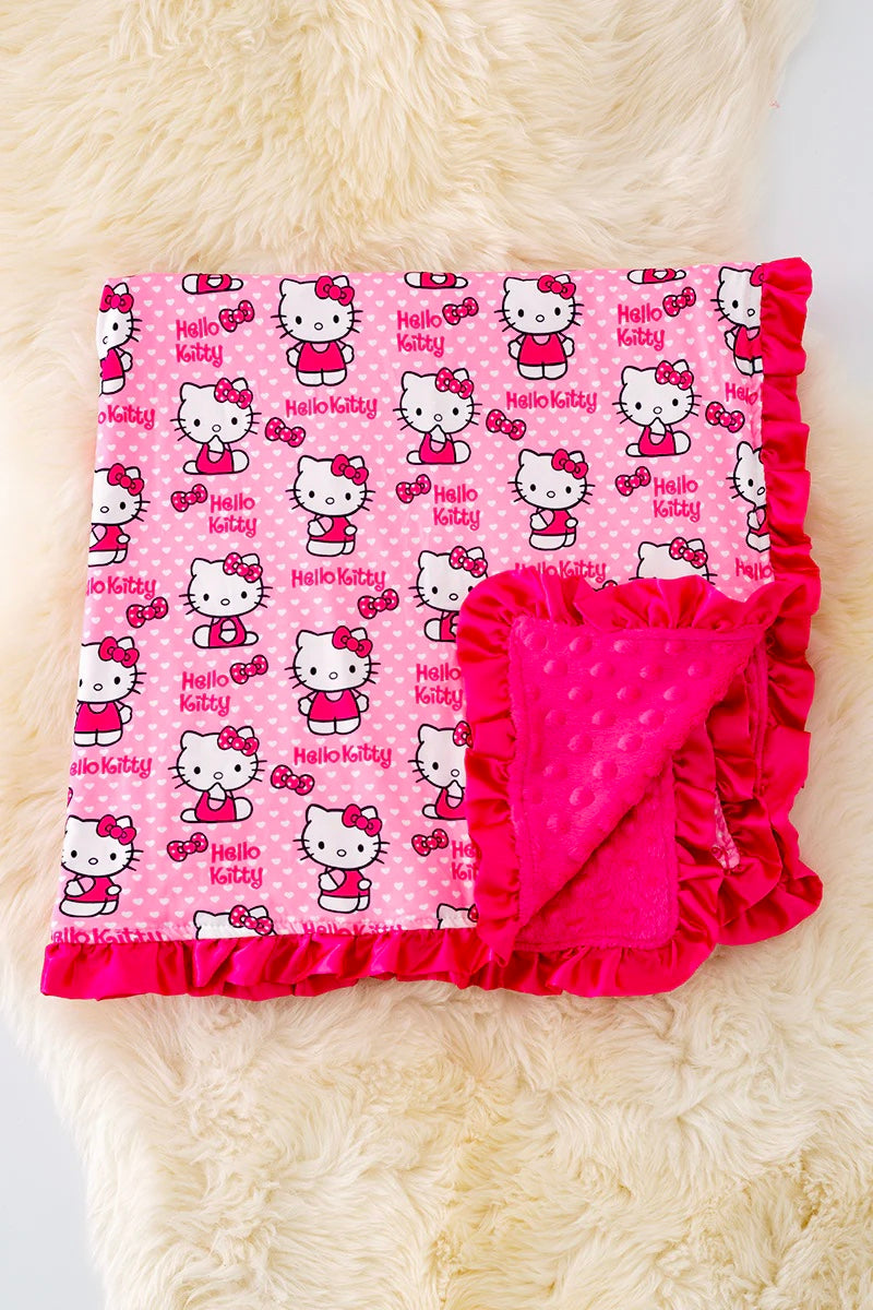 Hot Pink Kitty Minky Blanket