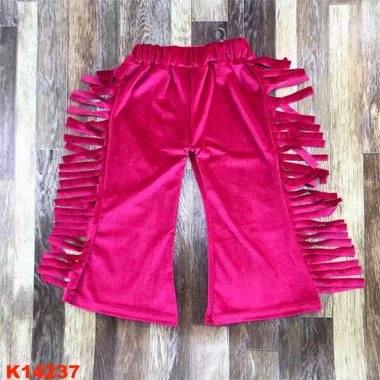 Raspberry fringe pants