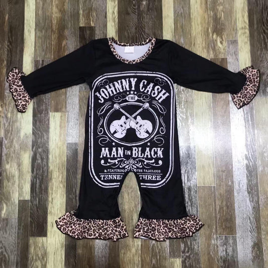 Johnny Cash leopard ruffle romper