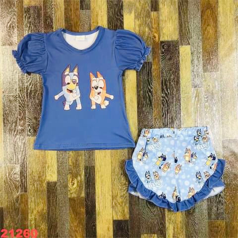 Dancing Pups ruffle boutique short sets