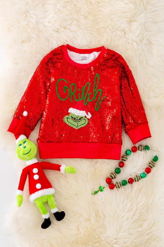 Mean but Merry red sequin sweatshirt