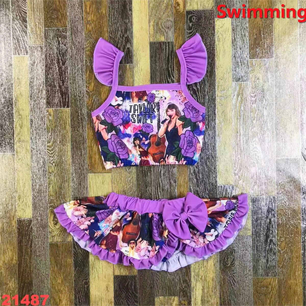 Taylor purple roses two piece swimsuit