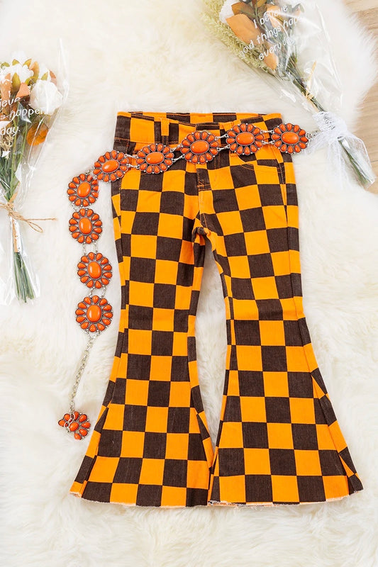 Black/ Orange Checks bootcut jeans