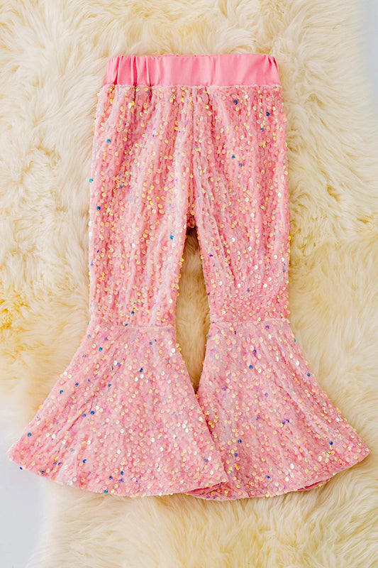 Powder pink sequin bellbottoms