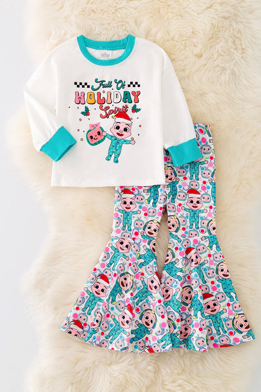 Cocomelon Holiday Spirit two piece bellbottom set