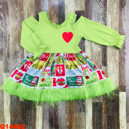 Green Guy heart cold shoulder dress