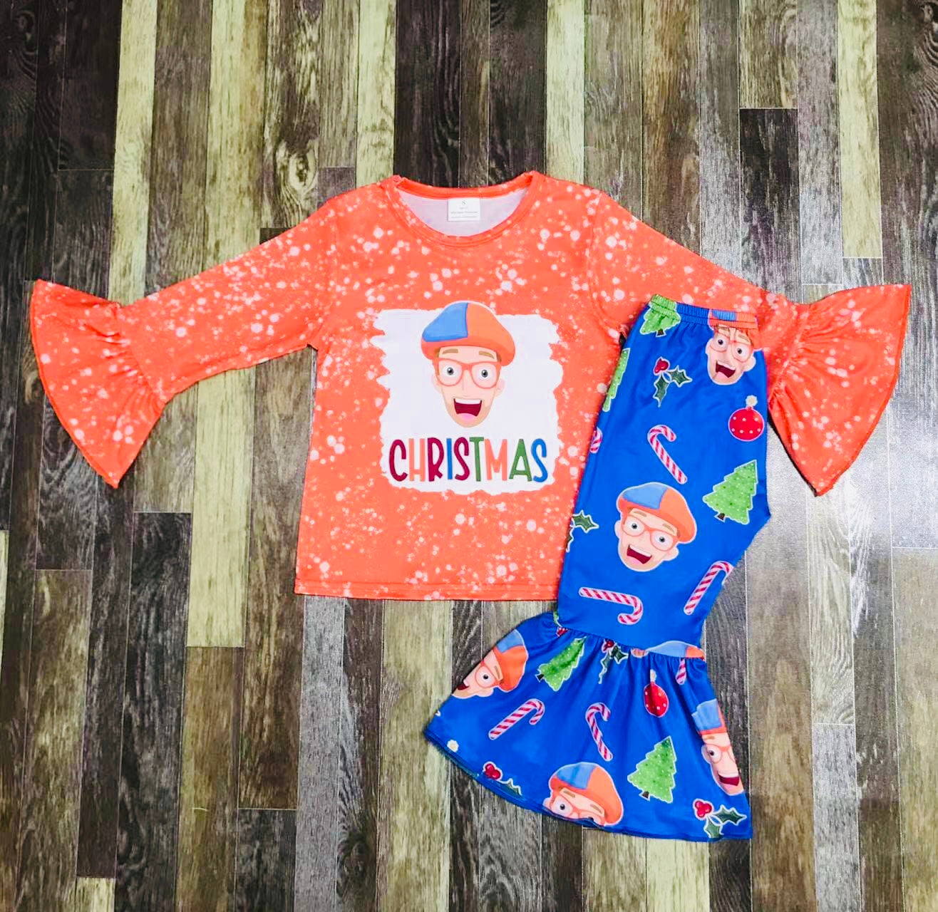 A Blippi Christmas bellbottom set