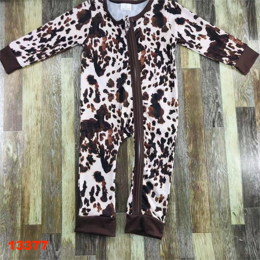 Cow Hide zip up romper