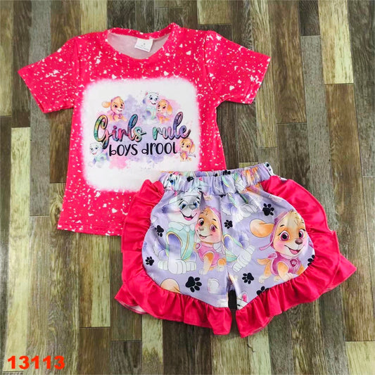 Girls Rule Paw Patrol short set