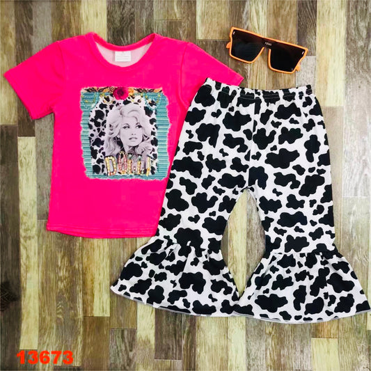 Dolly Cow Print Bellbottom set