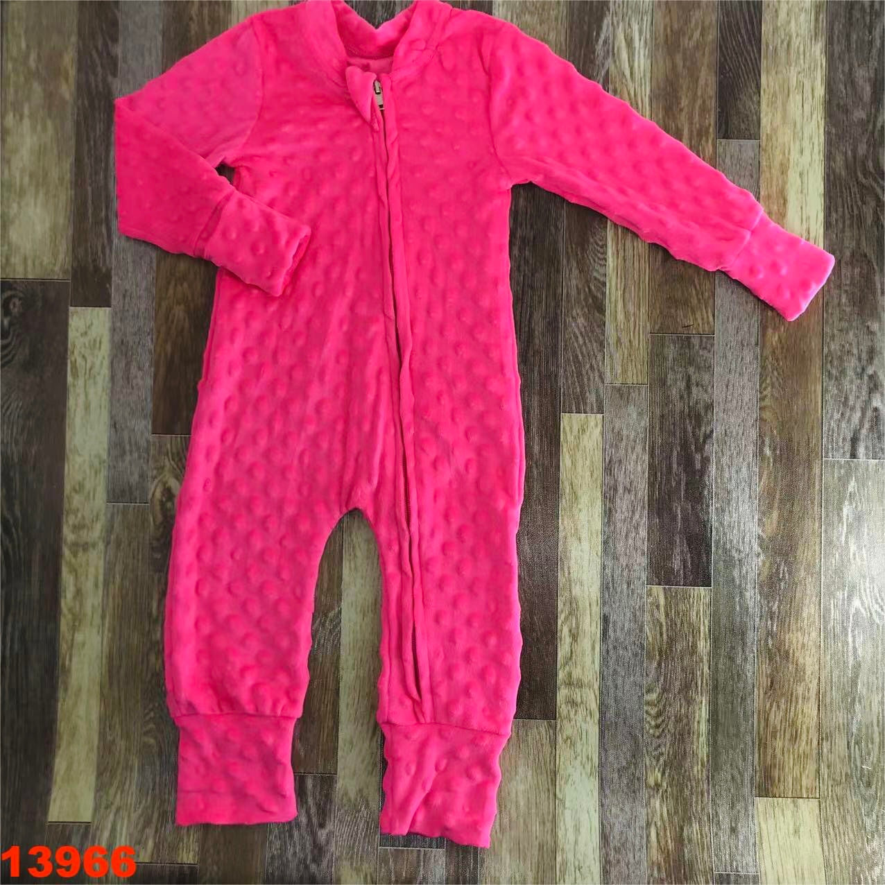 Hot Pink minky zip up romper