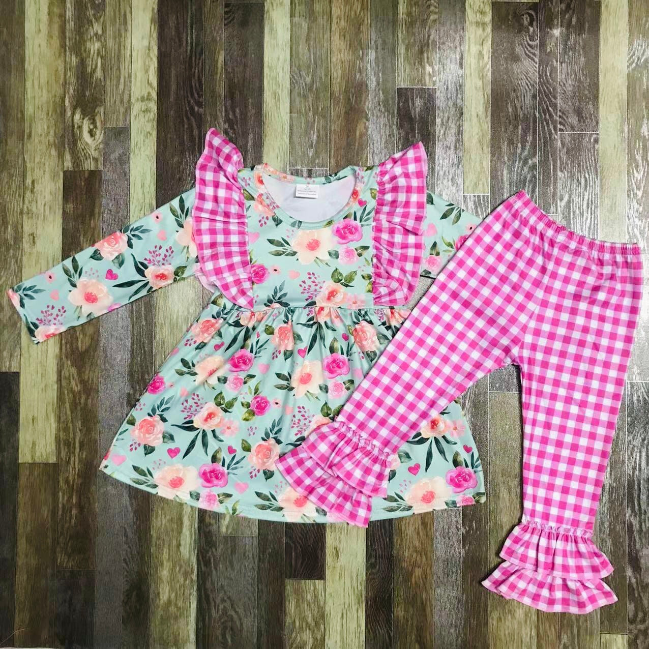 Floral and Gingham boutique set