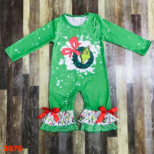 Grinch Wreath ruffle romper