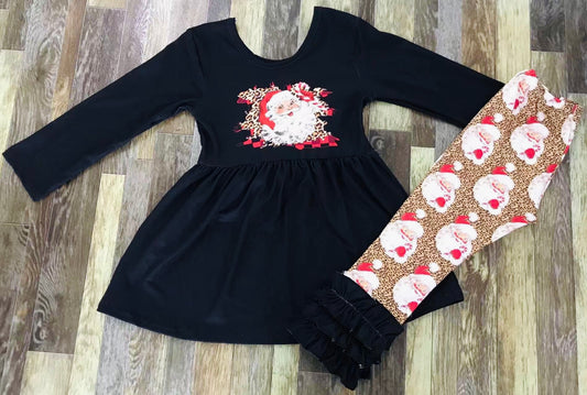 Leopard Santa boutique set