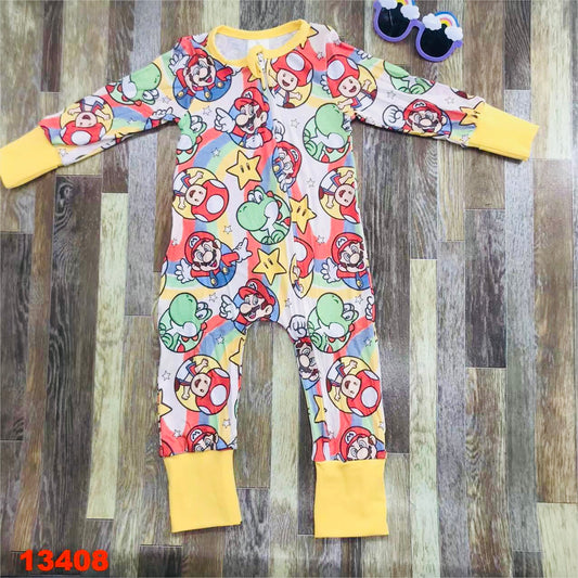 Mario zip up romper- Bamboo