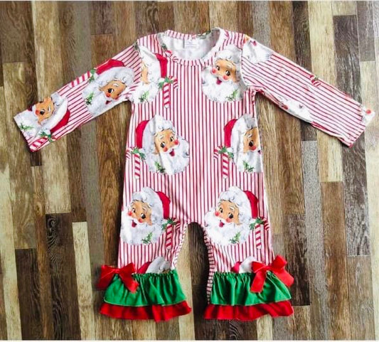 Peppermint Santa ruffle romper