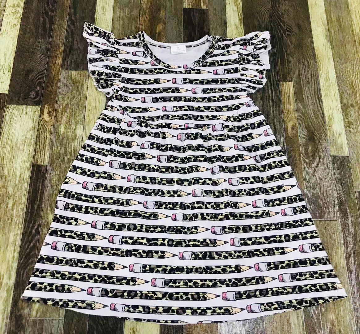 Leopard pencils school dress