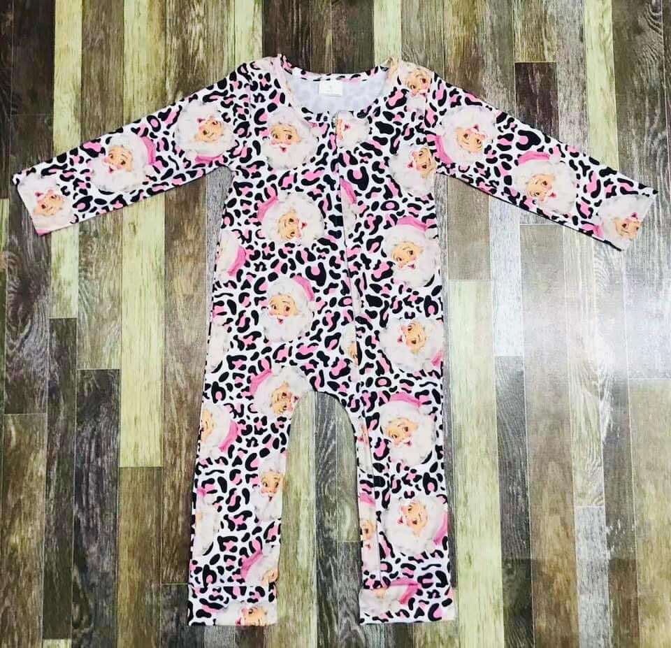 Santa leopard romper