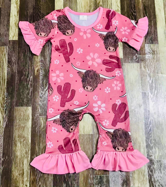 Highland Cow ruffle romper