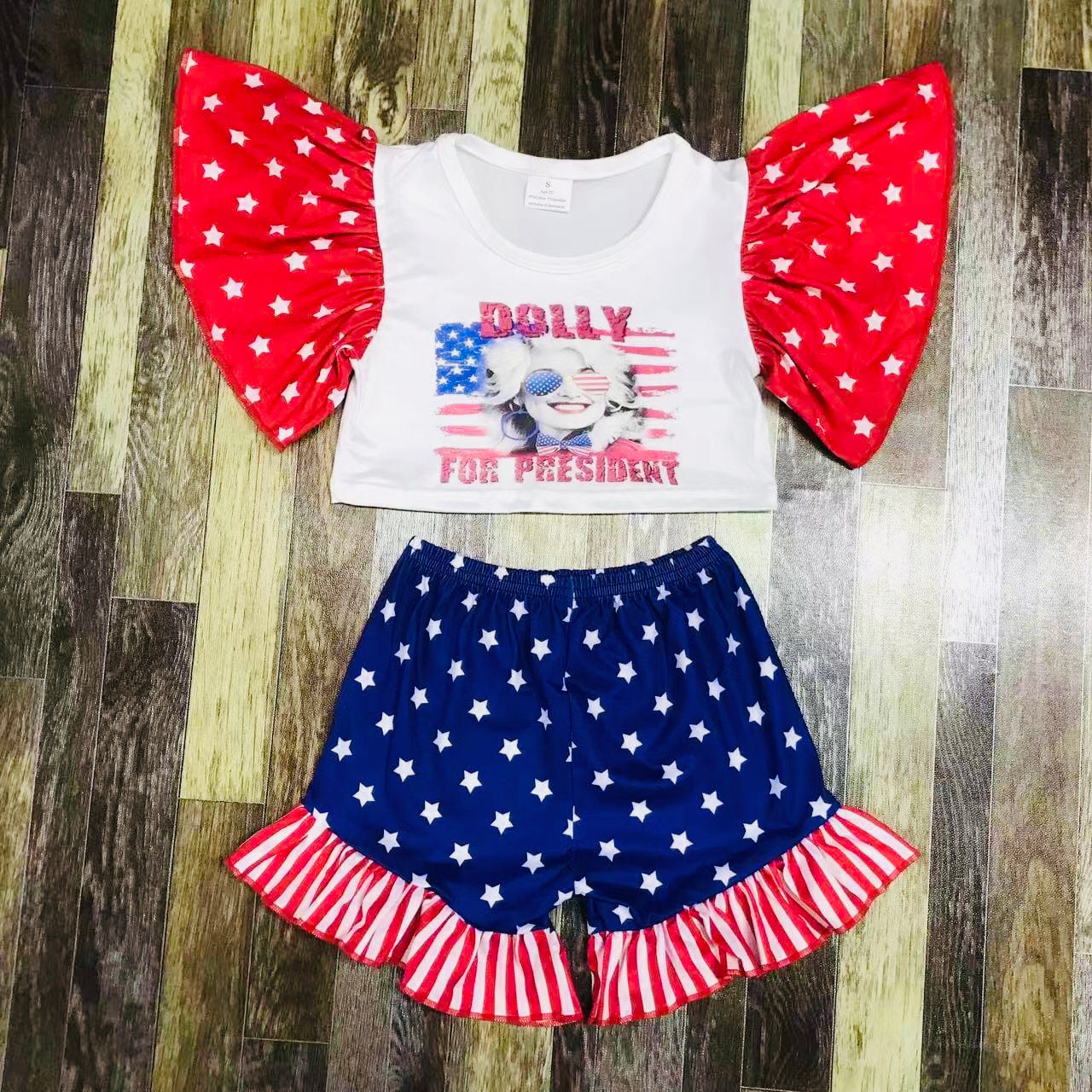 Dolly for President ruffle short set