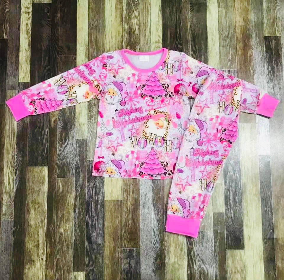 A pink Christmas PJ set