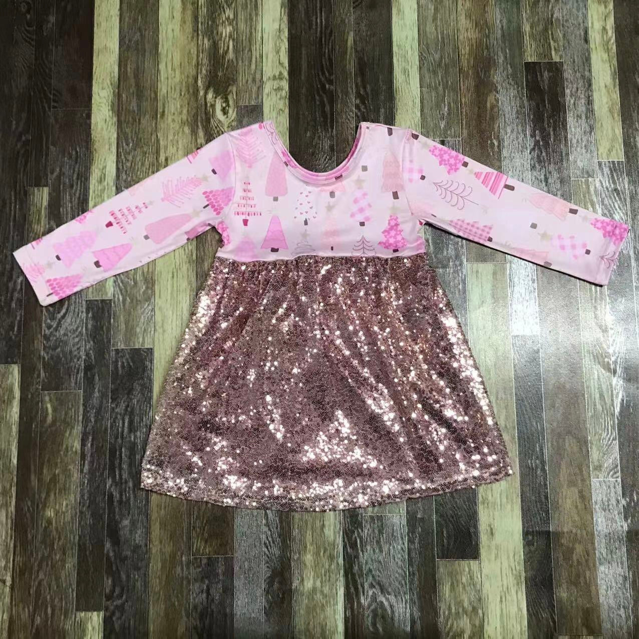 Pink trees sequins dress