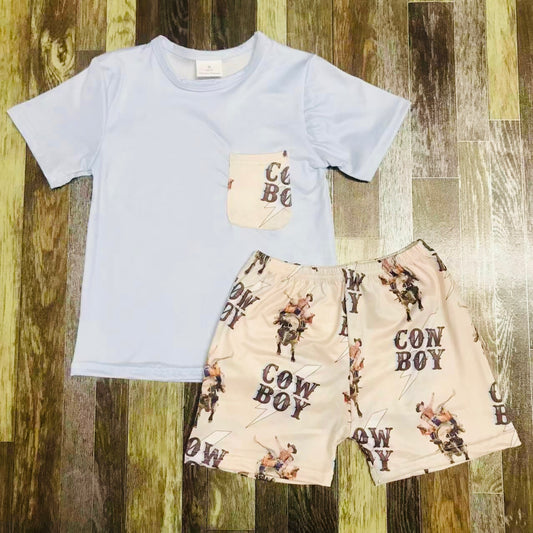 Little cowboy short set