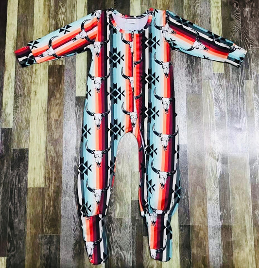 Southwest Feel Footie Romper