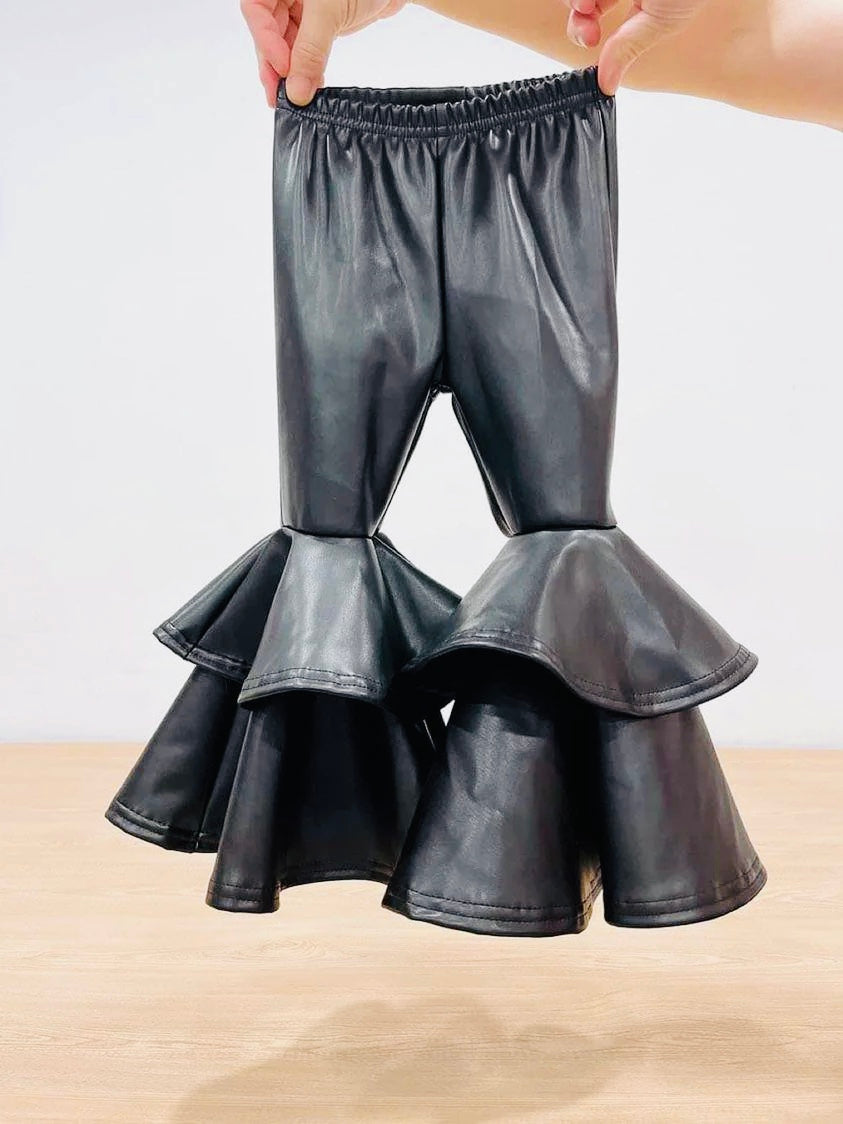 Double layer Boujee Bellbottoms in faux leather