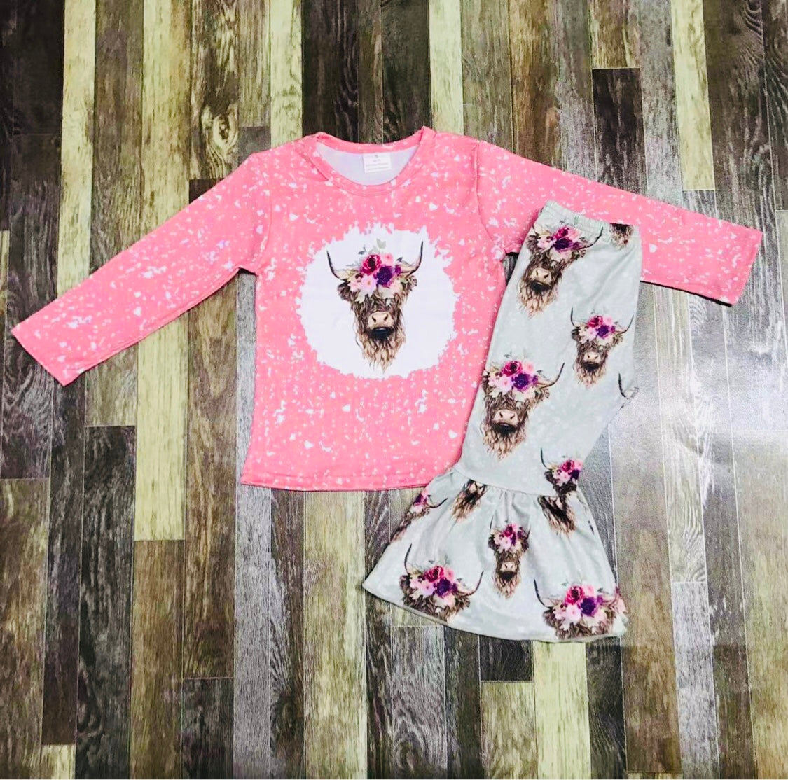 Floral Cow Bellbottom set