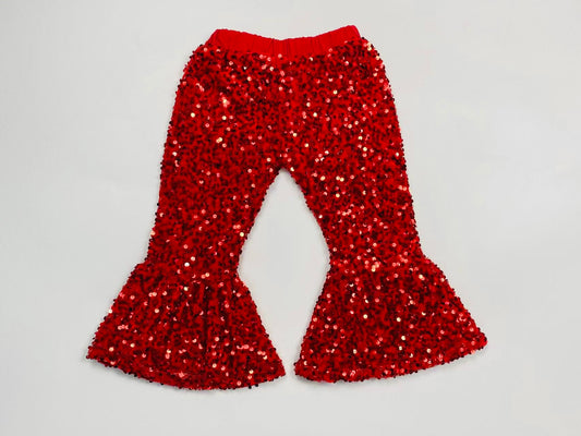 Red sequin bell bottoms