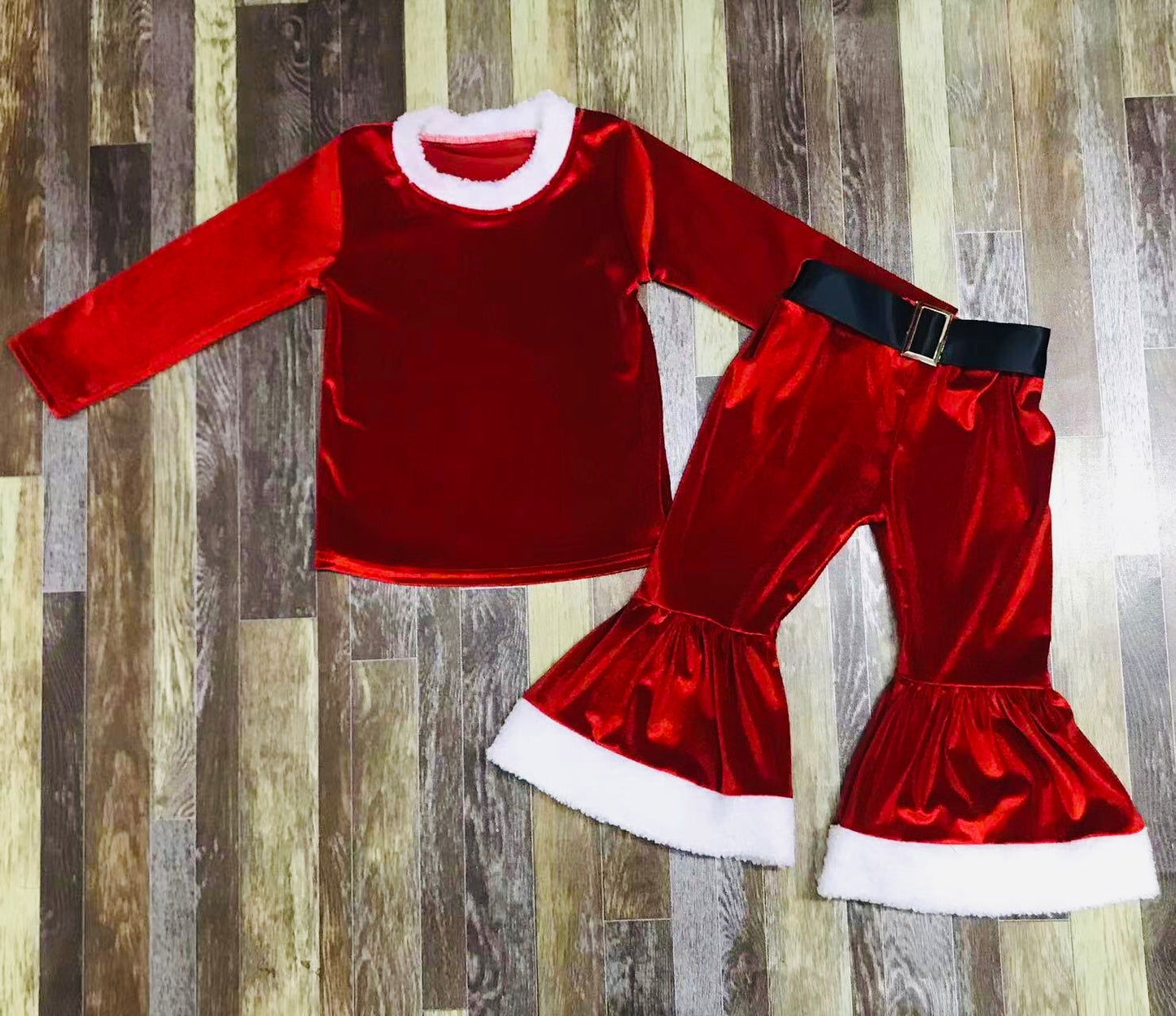 Santa’s helper velvet bell set-girls